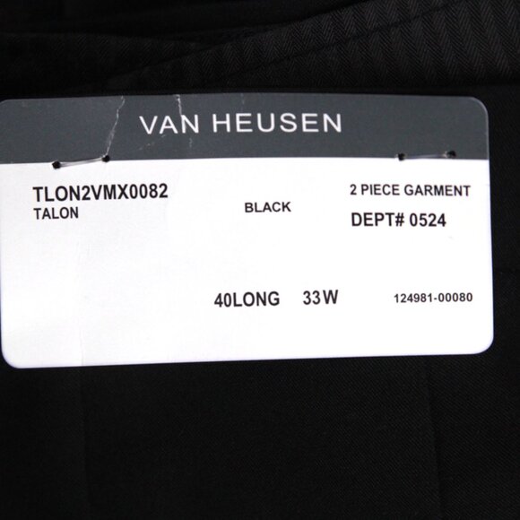 40L Van Heusen 2pc Suit Blazer Jacket Pant Size 33Wx33L Black E03305 - Picture 9 of 12